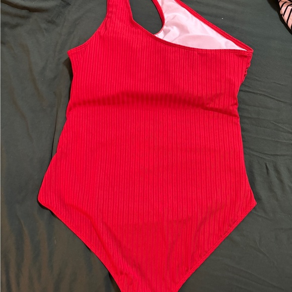 New Shein Red Ribbed Cutout Swimsuit 1X - Picture 3 of 7